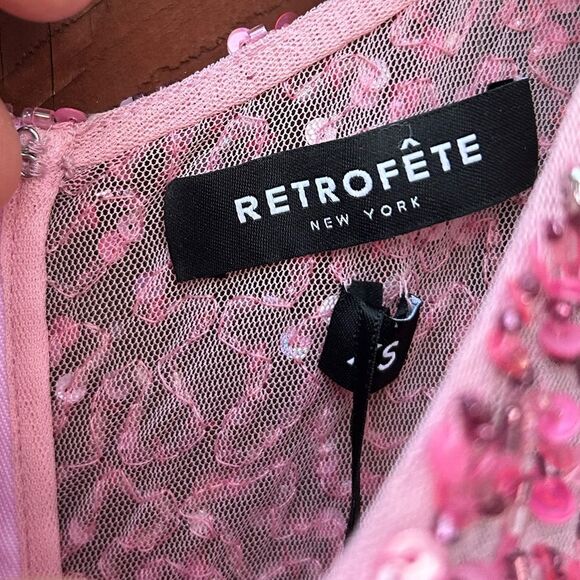 Retrofete Sasha Bubblegum Pink Sequin Embellished Maxi Dress Gown XS NWT - Picture 4 of 8